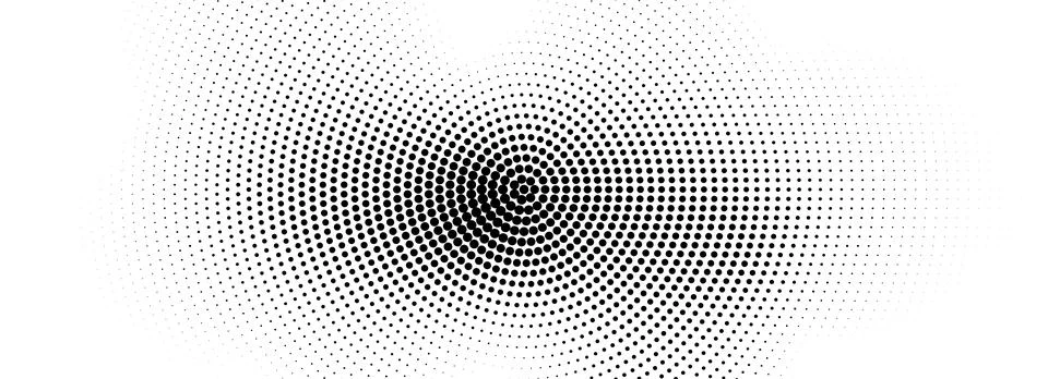 Radial halftone comic texture. Abstract circle dotted line background. Black pop Illustrazione stock