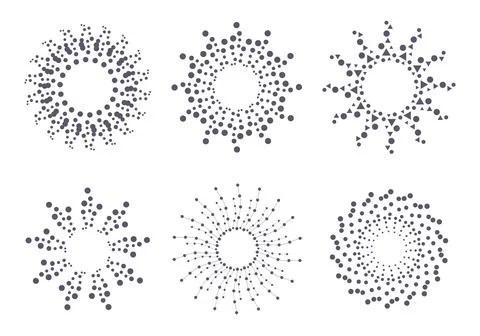 Radial halftone dots in circle form. Fireworks explosion. Circular design Stock Illustration