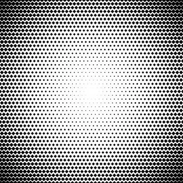 Radial halftone gradient. Square shapes. Black and white pattern isolated on イラスト素材