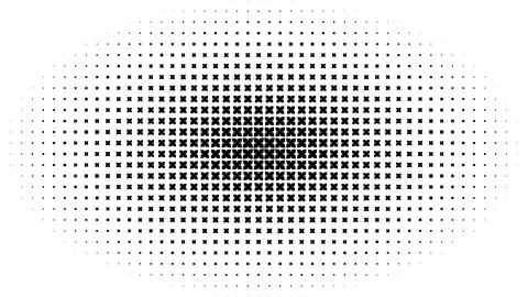 Radial halftone pattern with black floral elements expanding from the cente.. Illustrazione stock