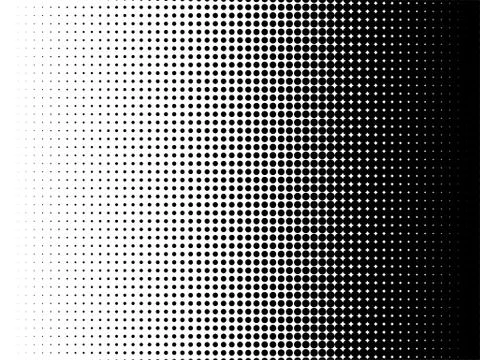 Radial halftone pattern texture. Vector black and white radial dot gradient b Stock Illustration