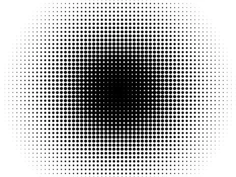 Radial halftone pattern texture. Vector black and white radial dot gradient b Stock Illustration