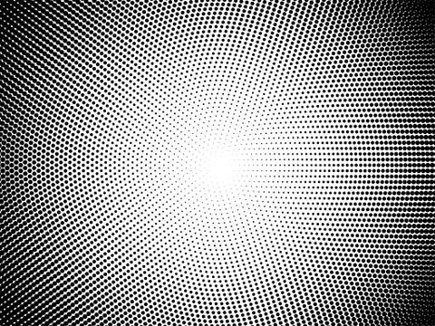 Radial halftone pattern texture. Vector black and white radial dot gradient b Stock Illustration