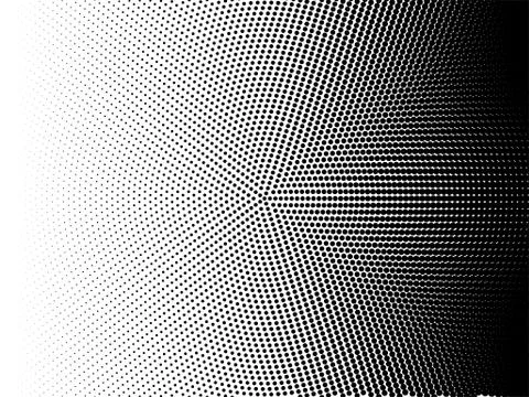 Radial halftone pattern texture. Vector black and white radial dot gradient b Stock Illustration
