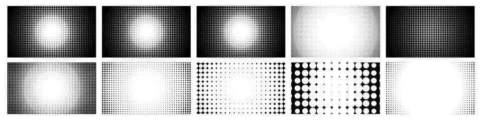 Radial Halftone Patterns Collection - vector illustration Stock Illustration