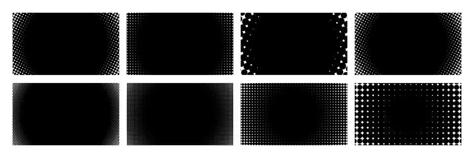 Radial Halftone Patterns Collection - vector illustration Stock Illustration