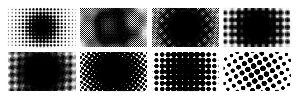 Radial Halftone Patterns Collection - vector illustration Stock Illustration