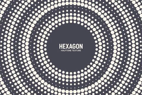 Radial Hexagonal Halftone Pattern Vector Abstract Technology Background Illustrazione stock