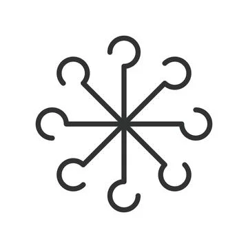 Radial hook shape, icon in line design. radial, hook, abstract, circle, symmetry Stockillustratie