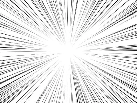 Radial lines comics books. Flash ray blast glow boom speed burst action effect Stock-Illustration