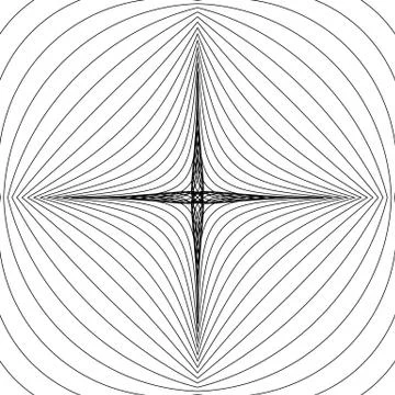 Radial lines with deformation effect. Radiating distorted mesh, grid Illustrazione stock