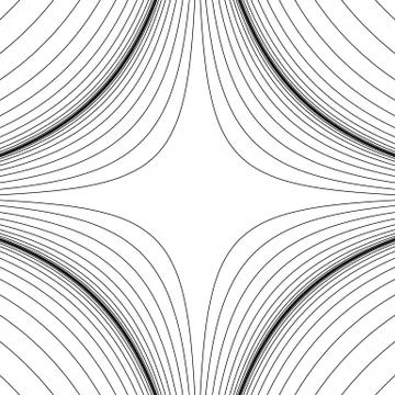 Radial lines with deformation effect. Radiating distorted mesh, grid Illustrazione stock