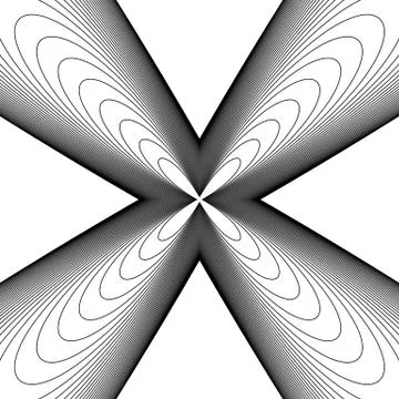 Radial lines with deformation effect. Radiating distorted mesh, grid Illustrazione stock