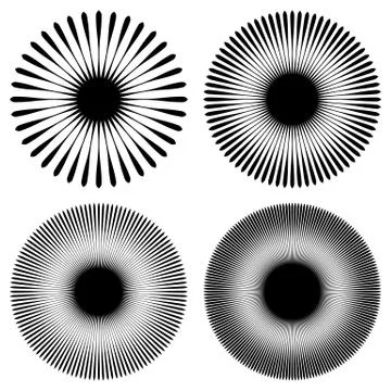 Radial lines, rays, beams circular pattern. Sunburst, starburst with concentr Stock Illustration