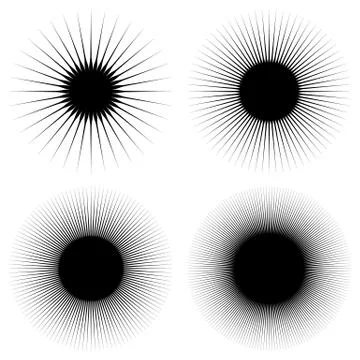 Radial lines, rays, beams circular pattern. Sunburst, starburst with concentr Stock Illustration