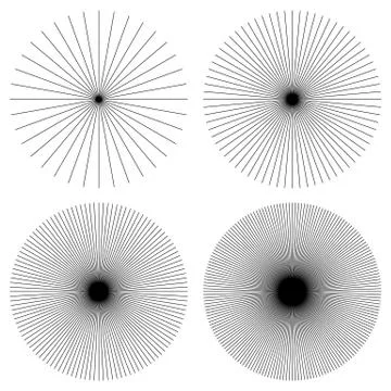 Radial lines, rays, beams circular pattern. Sunburst, starburst with concentr Stock Illustration