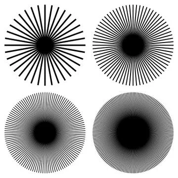Radial lines, rays, beams circular pattern. Sunburst, starburst with concentr Stock Illustration