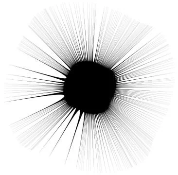 Radial lines, rays with distortion. Abstract geometric element. Illustrazione stock