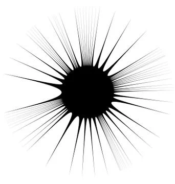 Radial lines, rays with distortion. Abstract geometric element. Stock Illustration