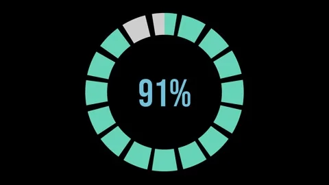 Radial loading progress bar animation with percentage counter on black back.. Stock Footage 332757588