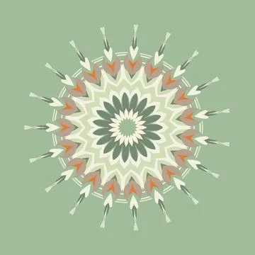 Radial mandala composition with copper sky, taupe rock, beige linen, lichen mist Stock Illustration