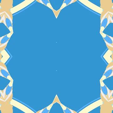 Radial mirrored ornament rendered in cloud white, beige sand, cream sorbet, sea Stockillustratie