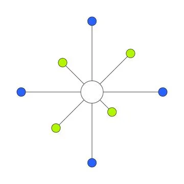 Radial network node diagram 2D cartoon object Stock Illustration