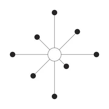 Radial network node diagram 2D line object Stock Illustration