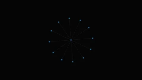 A radial pattern of small glowing blue lights on a solid black background Stock Footage 339617376