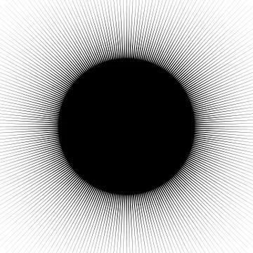 Radial, radiating lines abstract element. Circular pattern of rays, beams. Ri Stock Illustration