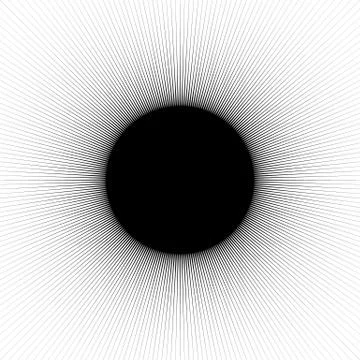 Radial, radiating lines abstract element. Circular pattern of rays, beams. Ri Stock Illustration