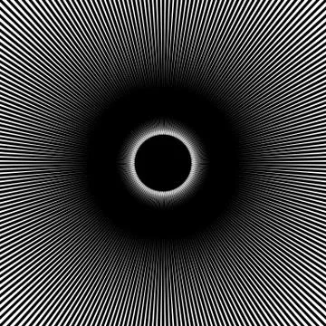Radial, radiating lines abstract element. Circular pattern of rays, beams. Ri Stock Illustration