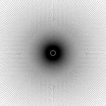 Radial, radiating lines abstract element. Circular pattern of rays, beams. Ri Stock Illustration