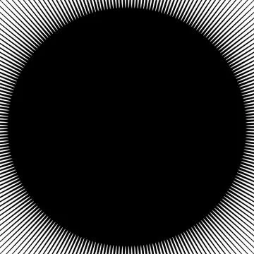 Radial, radiating lines abstract element. Circular pattern of rays, beams. Ri Illustrazione stock