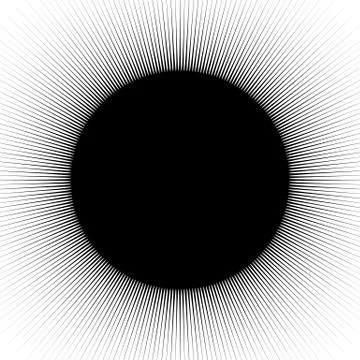 Radial, radiating lines abstract element. Circular pattern of rays, beams. Ri 스톡 일러스트