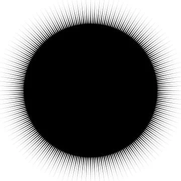Radial, radiating lines abstract element. Circular pattern of rays, beams. Ri Stock Illustration