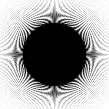 Radial, radiating lines abstract element. Circular pattern of rays, beams. Ri Stock Illustration
