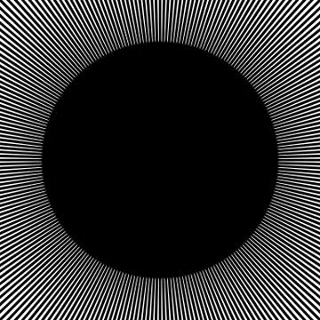 Radial, radiating lines abstract element. Circular pattern of rays, beams. Ri Illustrazione stock