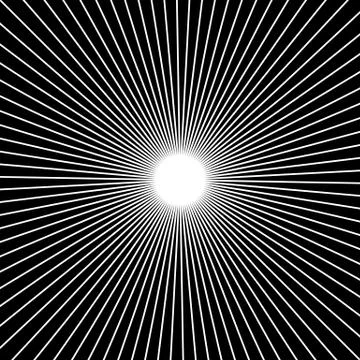 Radial, radiating straight thin lines. Circular black and white abstract mini 스톡 일러스트