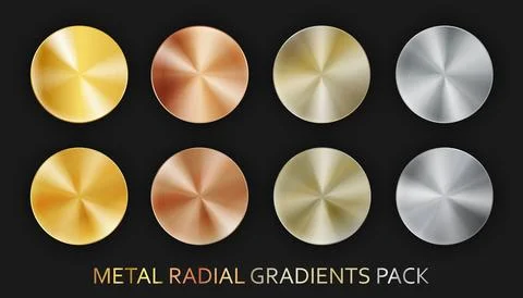 Radial realistic radial gradient chrome metal big pack isolated on black Stock Illustration