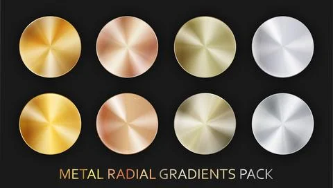 Radial realistic radial gradient chrome metal big pack isolated on black Stock Illustration