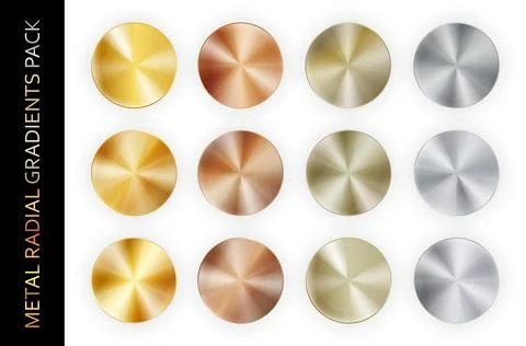 Radial realistic radial gradient chrome metal big pack isolated on white Stock Illustration