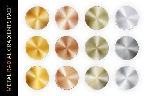 Radial realistic radial gradient chrome metal big pack isolated on white Stock Illustration