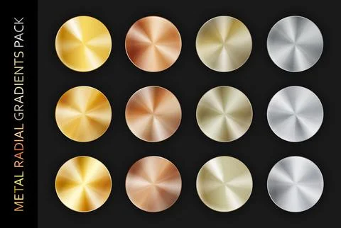 Radial realistic radial gradient chrome metal big pack isolated on black Stock Illustration