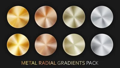 Radial realistic radial gradient chrome metal big pack isolated on black Stock Illustration