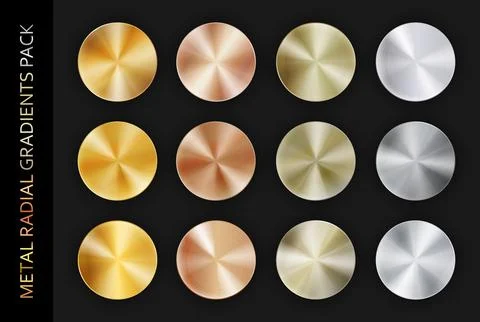 Radial realistic radial gradient chrome metal big pack isolated on black Stock Illustration