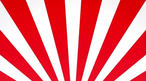 Radial rising sun burst loop geometric motion background red and white Video stock 61768481