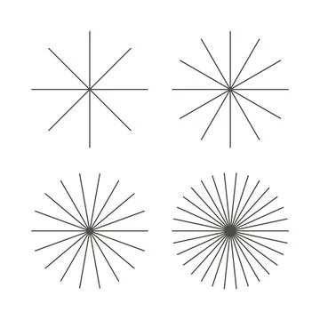 Radial round thin rays sunburst symbol. Abstract geometric shapes. Starburst Stock Illustration