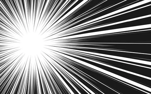 Radial speed lines background for comic books. Monochrome explosion backgroun Stock Illustration