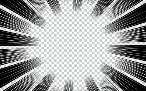 Radial speed lines for comic book on transparent background. Vector illustr.. Stock Illustration